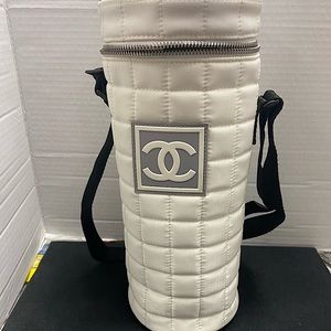Genuine Chanel Choco quilted bottle holder
